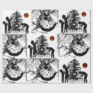 ZWARTE EN WITTE, kerst met edelstenen Cadeaupapier