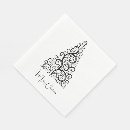 Zwarte en witte kerst servet (Hoek)