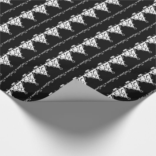 Zwarte en witte kerst sparen de boom cadeaupapier (Hoek)