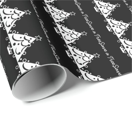 Zwarte en witte kerst sparen de boom cadeaupapier (Rol Hoek)