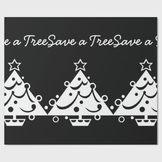 Zwarte en witte kerst sparen de boom cadeaupapier (Vlak)