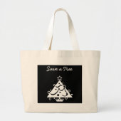 Zwarte en witte kerst sparen de boom grote tote bag (Voorkant)