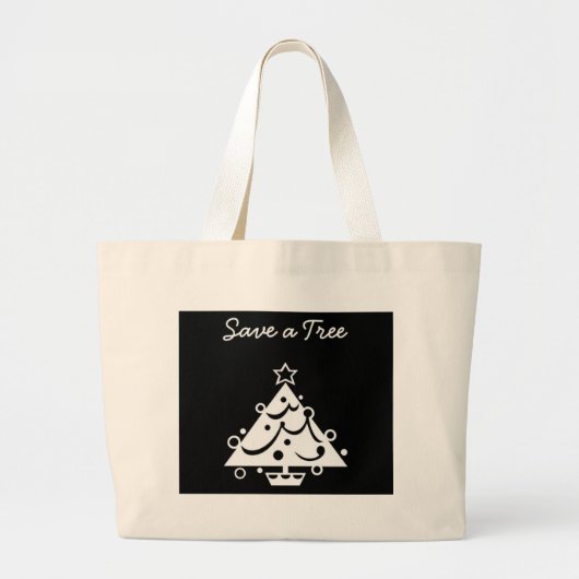 Zwarte en witte kerst sparen de boom grote tote bag (Voorkant)