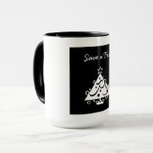 Zwarte en witte kerst sparen de boom mok (Voorkant links)