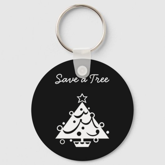 Zwarte en witte kerst sparen de boom sleutelhanger (Voorkant)