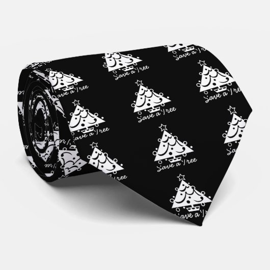 Zwarte en witte kerst sparen de boom stropdas (Opgerold)