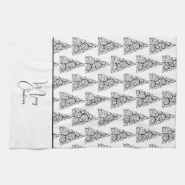 Zwarte en witte kerst theedoek