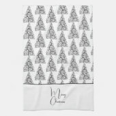 Zwarte en witte kerst theedoek (Verticaal)