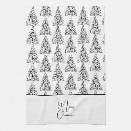 Zwarte en witte kerst theedoek (Verticaal)