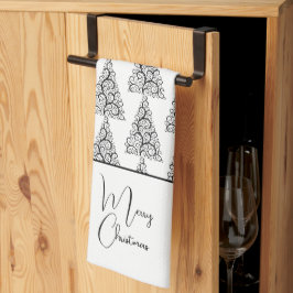 Zwarte en witte kerst theedoek