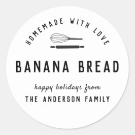 Zwarte en Witte Kerstbakcadeau in Moderne Stijl Ronde Sticker