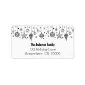 Zwarte en Witte Kerstbollen Etiket (Voorkant)