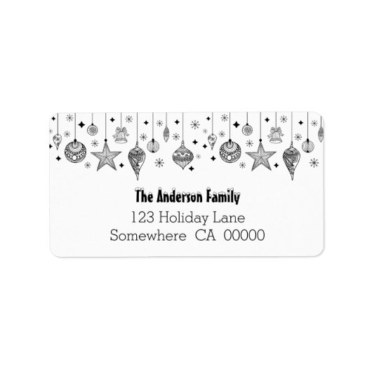 Zwarte en Witte Kerstbollen Etiket (Voorkant)
