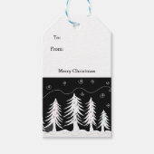 Zwarte en witte kerstbomen cadeaulabel (Voorkant)