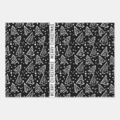 Zwarte en witte kerstbomen inpakpapier vel (Voorkant 3)