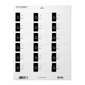 Zwarte en witte kerstbomen Labels met cadeautjes (Full Sheet)