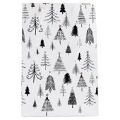 Zwarte en witte kerstbomen medium cadeauzakje (Voorkant)