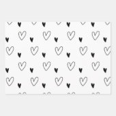 Zwarte en witte kerstbomen Snowflakes Harten Inpakpapier Vel (Voorkant 3)