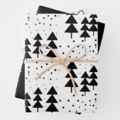 Zwarte en witte kerstbomen Snowflakes Harten Inpakpapier Vel (In situ)