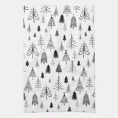 Zwarte en witte kerstbomen theedoek (Verticaal)