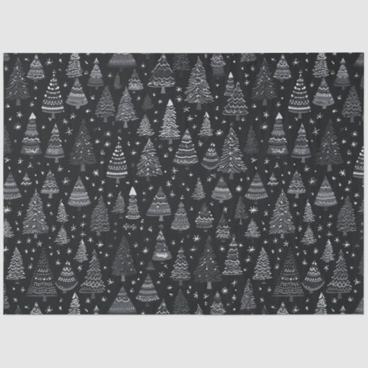 Zwarte en witte kerstbomen tissuepapier (Voorkant)
