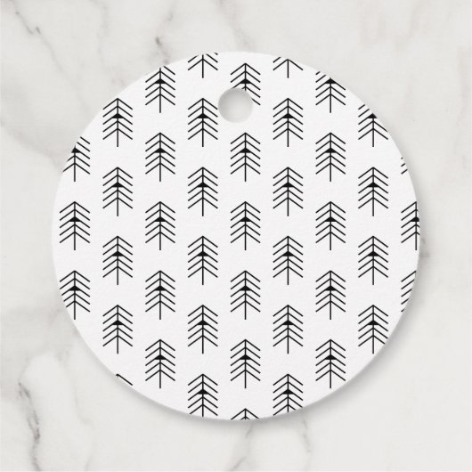 Zwarte en witte kerstboom bedankjes labels (Achterkant)