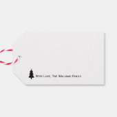 Zwarte en witte kerstboom cadeaulabel (Achterkant Horizontaal)