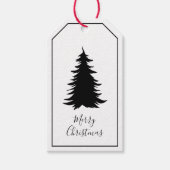 Zwarte en witte kerstboom cadeaulabel (Voorkant)