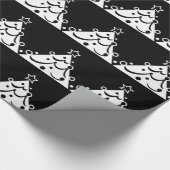 Zwarte en witte kerstboom cadeaupapier (Hoek)