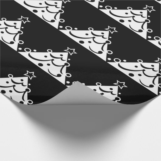 Zwarte en witte kerstboom cadeaupapier (Hoek)