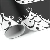 Zwarte en witte kerstboom cadeaupapier (Rol Hoek)