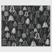 Zwarte en witte kerstboom cadeaupapier (Vlak)