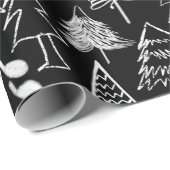 Zwarte en witte kerstboom cadeaupapier (Rol Hoek)