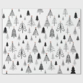 Zwarte en witte kerstboom cadeaupapier (Vlak)