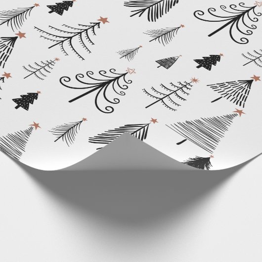 Zwarte en witte kerstboom cadeaupapier (Hoek)