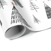 Zwarte en witte kerstboom cadeaupapier (Rol Hoek)