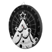 Zwarte en witte kerstboom dartbord (Voorkant Rechts)