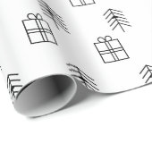 Zwarte en witte kerstboom en Cadeau Patroon Cadeaupapier (Rol Hoek)