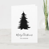 Zwarte en witte kerstboom feestdagen kaart (Voorkant)