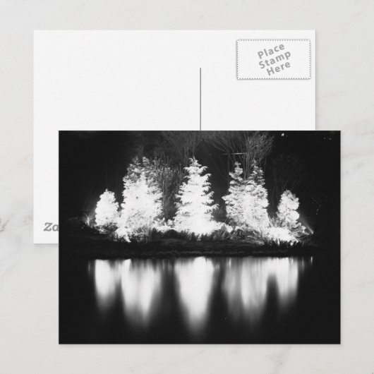 Zwarte en witte kerstboom feestdagenkaart (Voorkant / Achterkant)