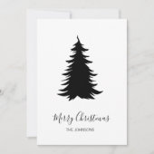 Zwarte en witte kerstboom feestdagenkaart (Voorkant)