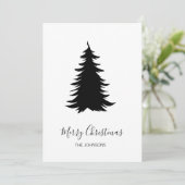 Zwarte en witte kerstboom feestdagenkaart (Staand voorkant)