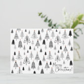 Zwarte en witte kerstboom feestdagenkaart (Staand voorkant)