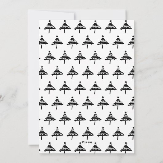 Zwarte en witte kerstboom - Gezonde foto Feestdagenkaart (Achterkant)