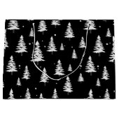 Zwarte en witte kerstboom groot cadeauzakje (Voorkant)
