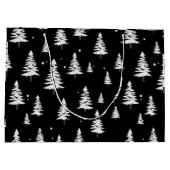 Zwarte en witte kerstboom groot cadeauzakje (Achterkant)