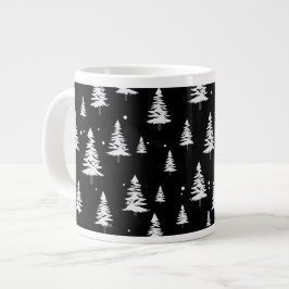 Zwarte en witte kerstboom grote koffiekop