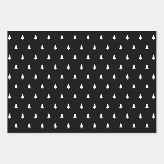 Zwarte en witte kerstboom inpakpapier vel (Voorkant)