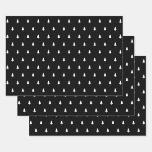 Zwarte en witte kerstboom inpakpapier vel