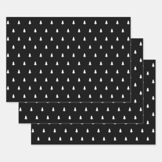 Zwarte en witte kerstboom inpakpapier vel